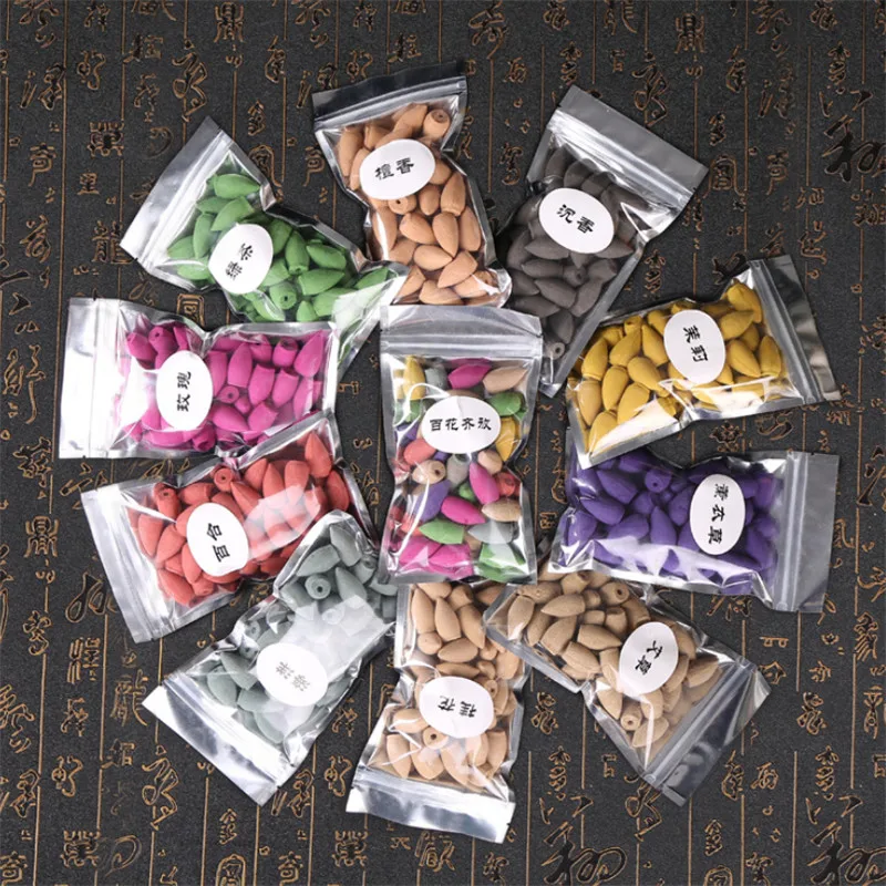 40pcs/bag Handmade Incense Cones For Backflow Waterfall Tower Cones Colorful Bullet Shape Incense Natural Fragrance Good Smell