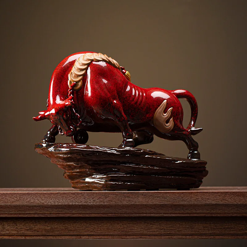 

Ceramic Lucky Bull Statue Modern art sculpture High-end home accessories Office lucky bull statue The best business gift