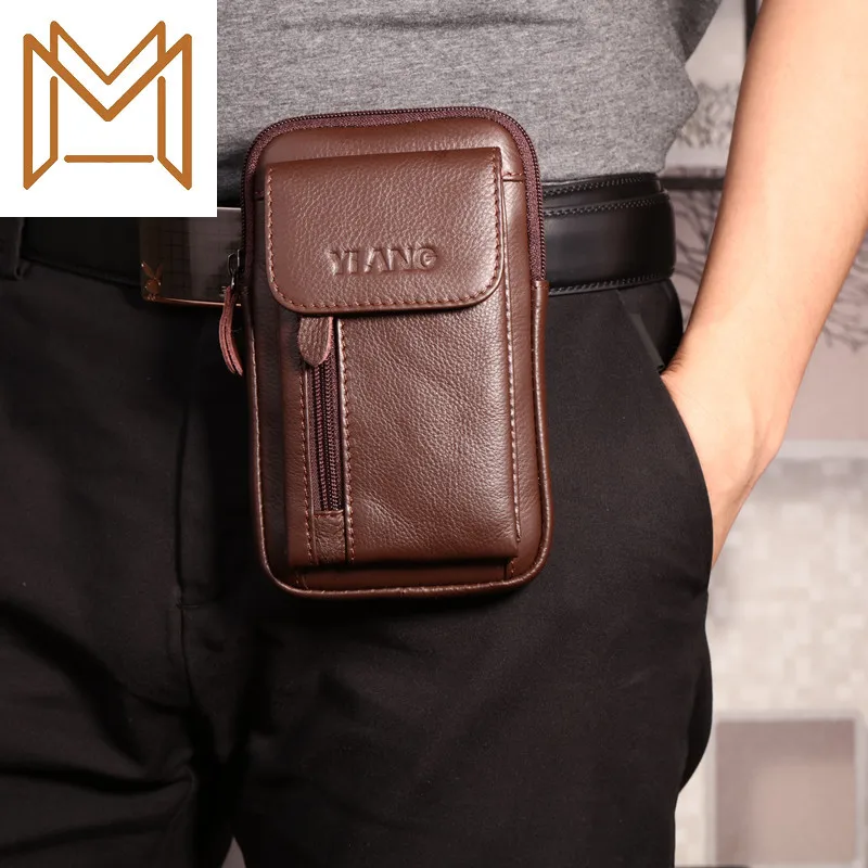 

Genuine Leather Full Skin Small Saddlebag Male Leisure Time Small Pocket Clothes Belt Vertical Section Inch Mobile Phone