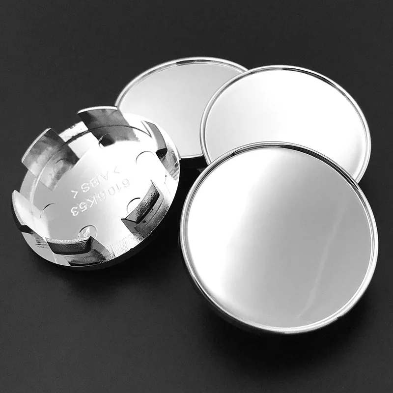 Wheel Center Caps 4PCS Modified 53MM Fit 50mm Flat Car Wheel Center Cap Rim Hub Dustproof Cover Silver Black ABS Plastic