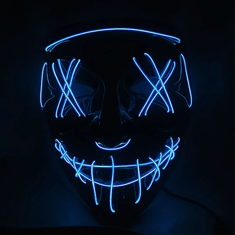 Хэллоуин Led маска для вечеринки маскарадные маски светящаяся маска светится в темноте тушь для ресниц ужас маска светящаяся маска - Цвет: blue