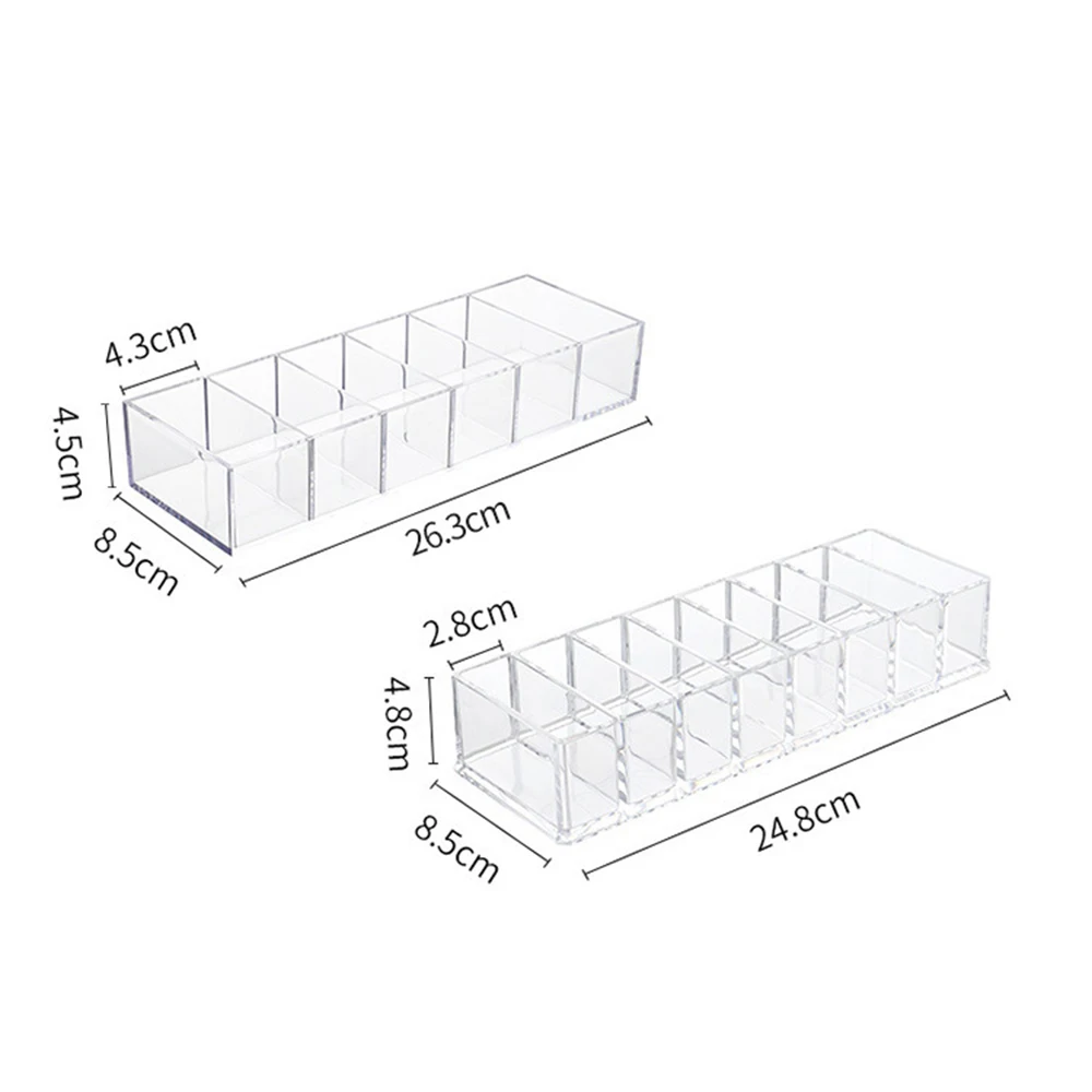 Transparent Grids Acrylic Cosmetics Storage Box Makeup Holder Jewelry Make Up Organizer For Home Clear Desktop Storage Boxes