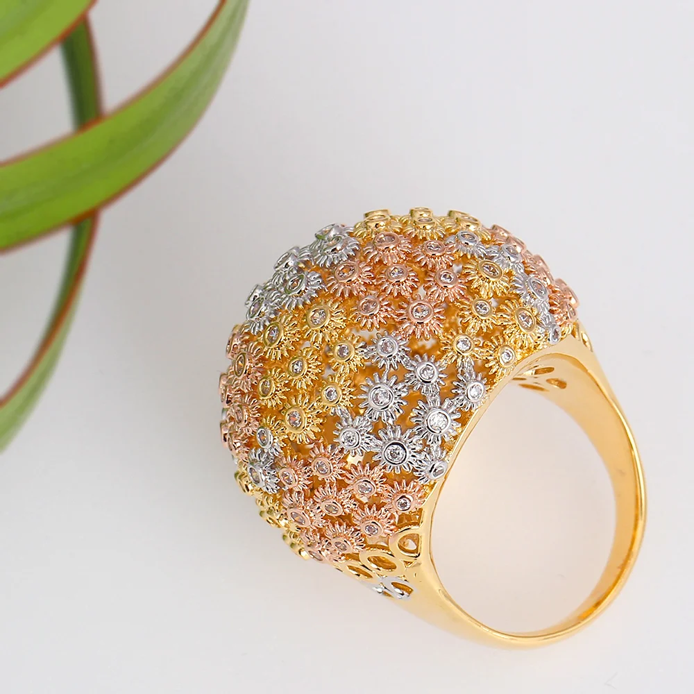 TIRIM High-Quality Luxury Zircon Big Rings Multilayer Shiny Style Finger for Women Jewelry Wedding party Engagement Holiday Gift