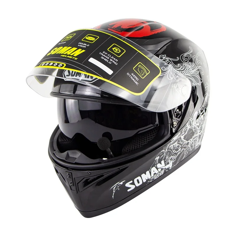 

Bluetooth Helmet Motorcycle Double Lens Bluetooth Helmet High-definition Stereo Sound ECE Standard Soman960 Bluetooth Full Face