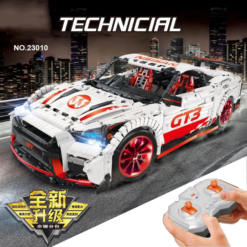 23010 3408 шт. GT R RC гоночный автомобиль с функцией мотора дистанционного управления MOC 22970 25326 рождественские строительные блоки кирпичи светодиодный свет