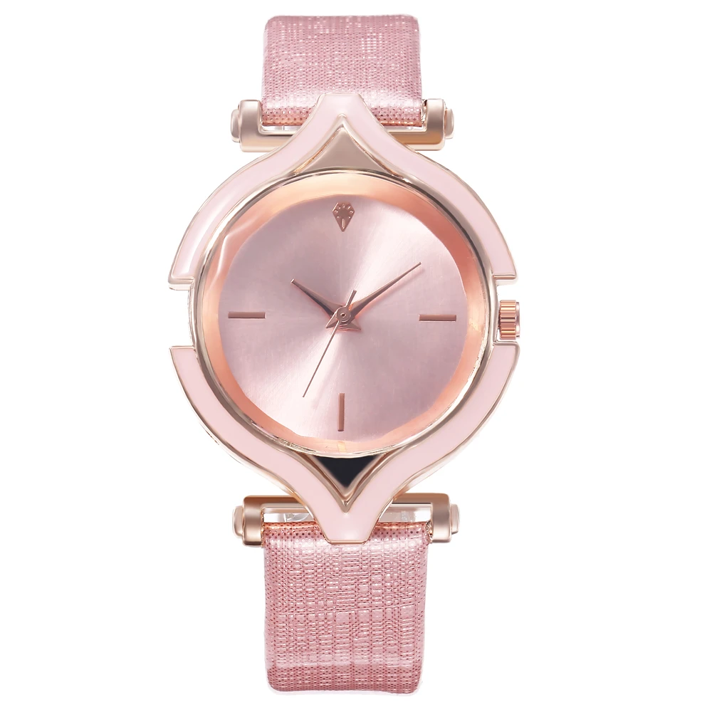 Новые простые маленькие Модные кварцевые часы Изысканные женские часы Популярные Брендовые повседневные кожаные часы Ретро Женские кварцевые наручные часы - Цвет: kh132-pink
