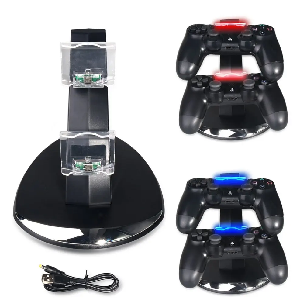 Controller Charger Dock LED Dual USB for PS4 Charging Stand Station for Sony Playstation 4 PS4 SLIM PRO Controller