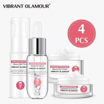 

4 pcs Serum Protein Repair Face Cream Anti-Wrinkle Face Serum Toner Eye Cream Moisturizing Puffiness and Bags Skin Care