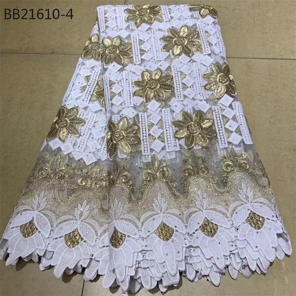 4 Guangzhou good quality french net cord African Embroidery stones party dress for girl wedding bridal garment - Цвет: 4