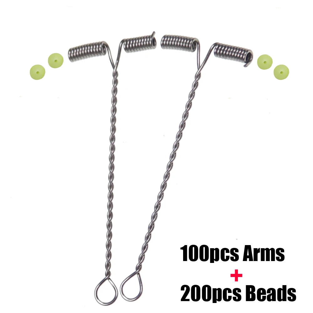 

100pcs T Shape Fish Rig Wire Arms with Beads Branch Balance Fishing Tackle Accessories Size 5cm 6cm 7cm 8cm 9cm 10cm 12cm 15cm