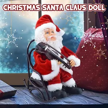 

Christmas Electric Music Violin Santa Claus Doll Xmas Decorations Kids Gift D60