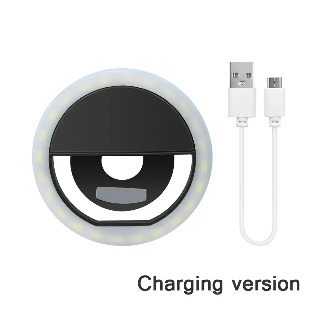 Black USB Power Светодиодный кольцевой светильник для селфи с регулируемой яркостью для фотосъемки, для макияжа, портативная лампа для мобильного телефона, 36 светодиодный, светящееся кольцо с зажимом для iPhone - Испускаемый цвет: Black USB Power