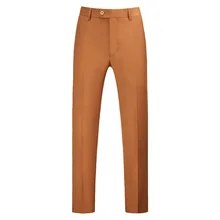 Мужские костюмные брюки, мужские нарядные брюки для свадебной вечеринки, строгие брюки, облегающие повседневные однотонные брюки карамельного желтого цвета, мужские брюки