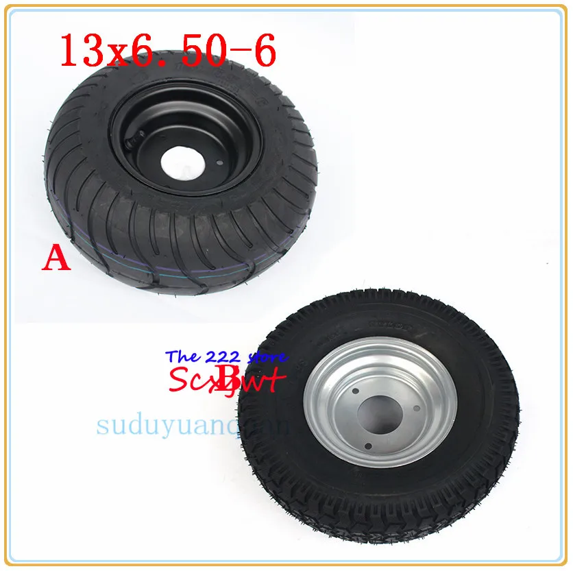 

13X6.50-6 tubeless wide tire and 6 inche alloy hub for four-wheel ATV Go-kart sightseeing car accessories 13 inch vacuum wheels