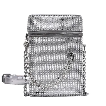 

Female Small PU Material Messenger Bags Ladies Fashion Barrel-shapde Chain Handbag Girls Mobile Phone Purse Shoulder Black Bags
