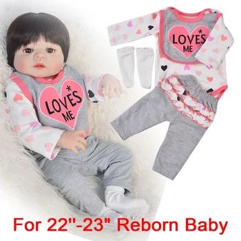 

100%Cotton Doll Clothes for 50-57cm Reborn Baby T-shirt Pants socks 22-23 Inch Baby Reborn Doll Clothes Best Gift For Babies Kid