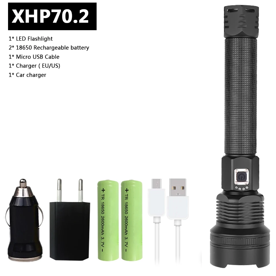 XLamp xhp70.2 самый мощный светодиодный фонарик usb Zoom фонарь 18650 или 26650 перезаряжаемый аккумулятор - Испускаемый цвет: Package C