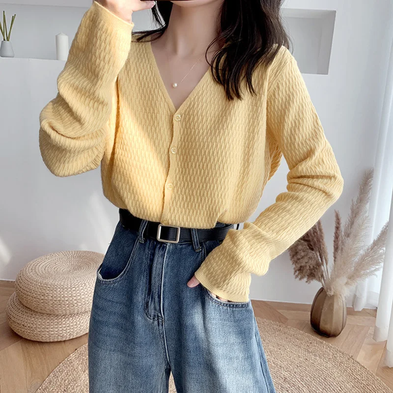 

Spring Autumn V-Neck Oversize Loose Sweater Cardigans Jacket Coat New Women Knit Warm Soft Casual Outwear Top
