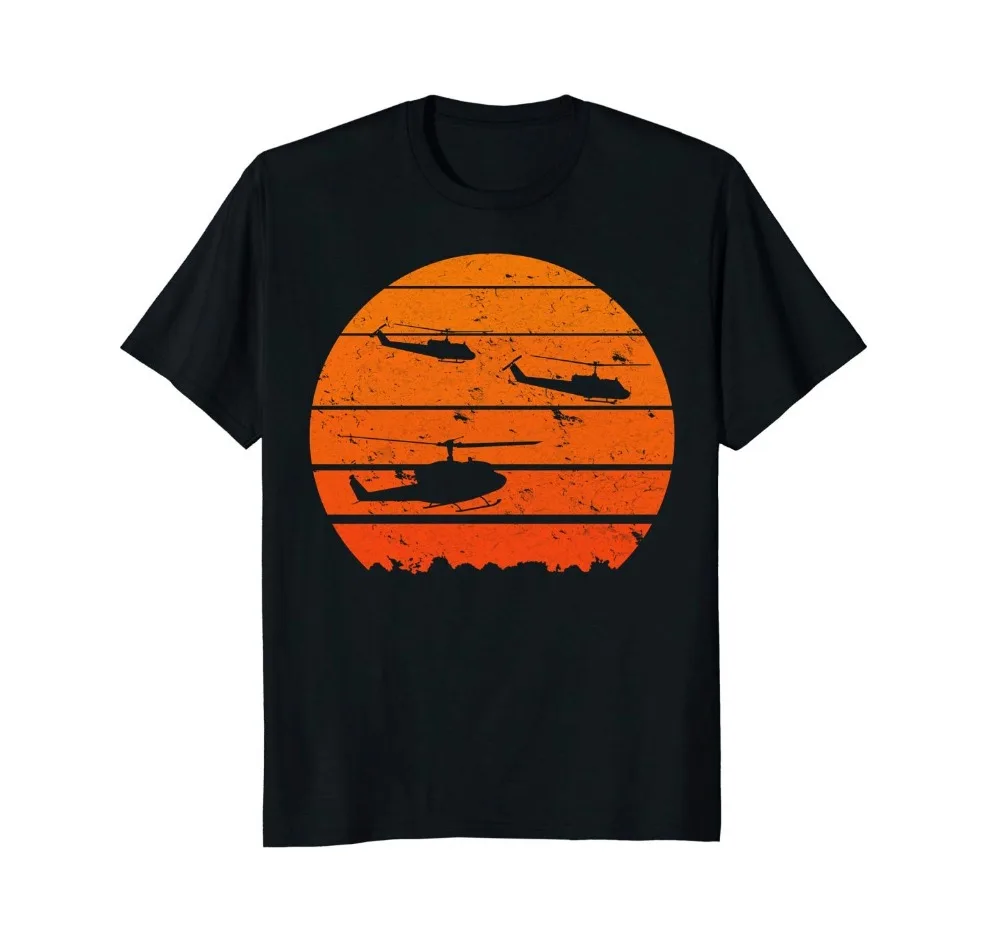 Huey Jungle Sunrise | Retro Helicopter Vintage 2020 Hip Hop Men 100% Cotton Short Sleeve Personalized T Shirts Мужская одежда