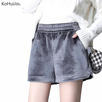 

2019 Women Winter Shorts Female Elastic Waist Casual Straight Plus Size Velvet Shorts Oversized Thick Warm Shorts Outwear
