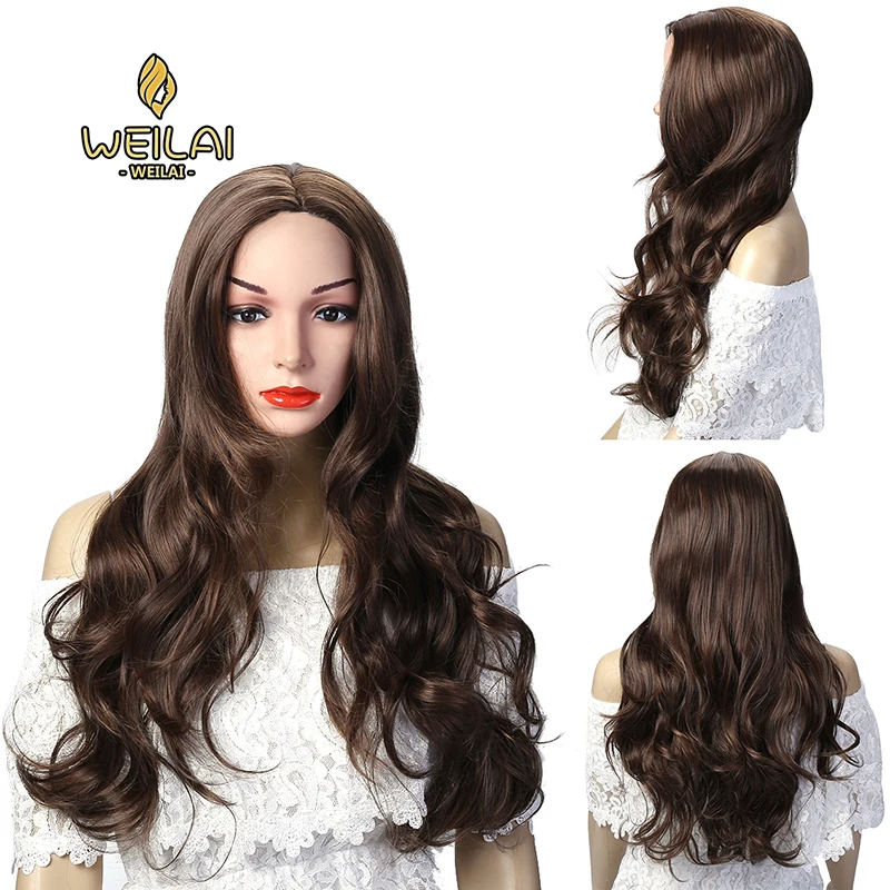 WEILAI Южной Корее популярные длинные вьющиеся волосы разделенные посередине.