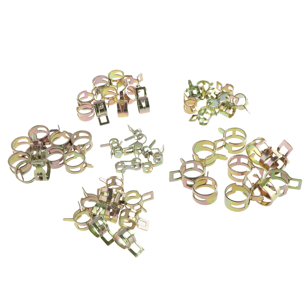60Pcs Spring Band Type Hose Pipe Clamp Low Pressure Air Clip Clamp 6mm-15mm