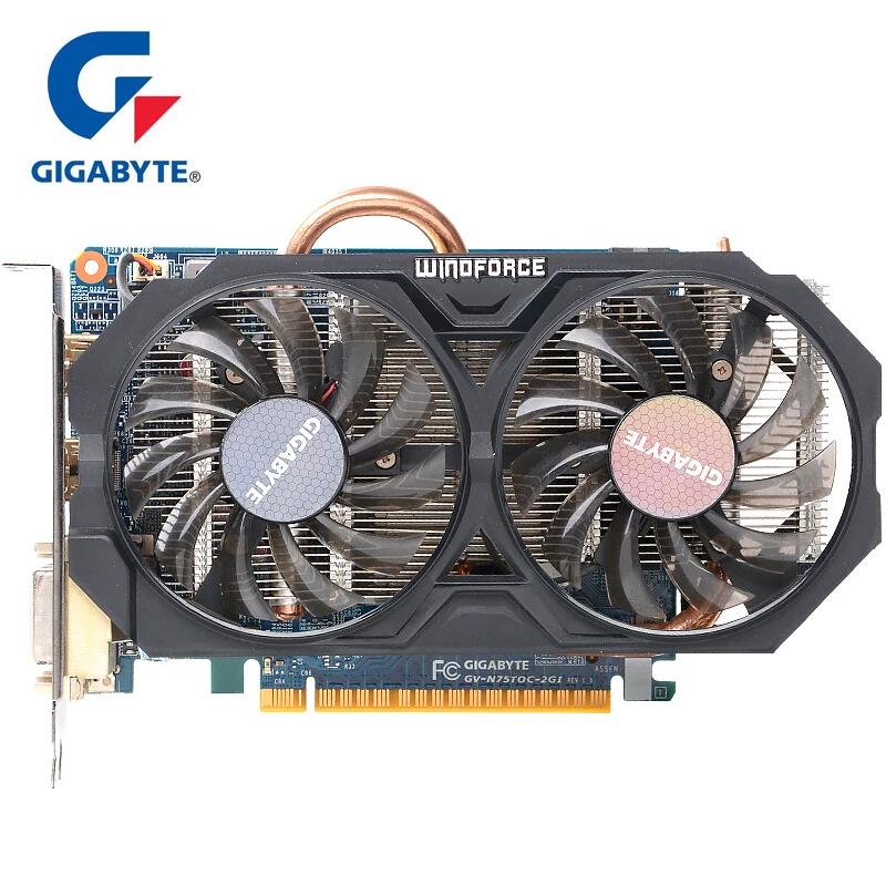 Видеокарта GIGABYTE WINDFORCE GTX 750 Ti с видеокартой NVIDIA GeForce gtx ti GPU 2 ГБ GDDR5 128 Bitfor PC б/у карты |