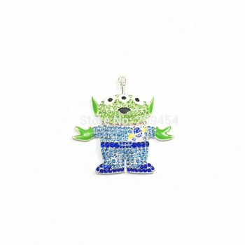 

Newest ! Large Size 52mm*60mm 10pcs/lot Space Alien Alloy Rhinestone Pendant