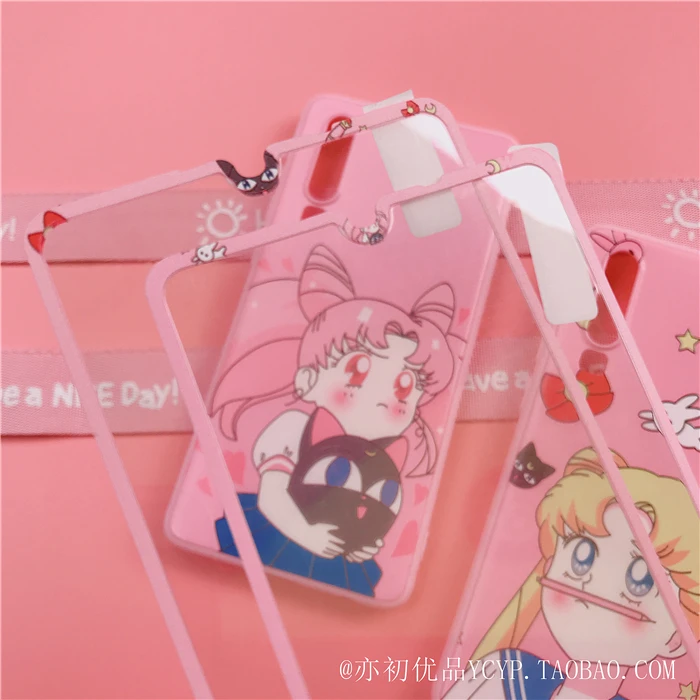 Чехол для телефона xiaomi mi9 8 sailor moon с милым мультяшным розовым рисунком для девочки xiaomi CC9E 9 8se с подвеской+ длинным ремешком