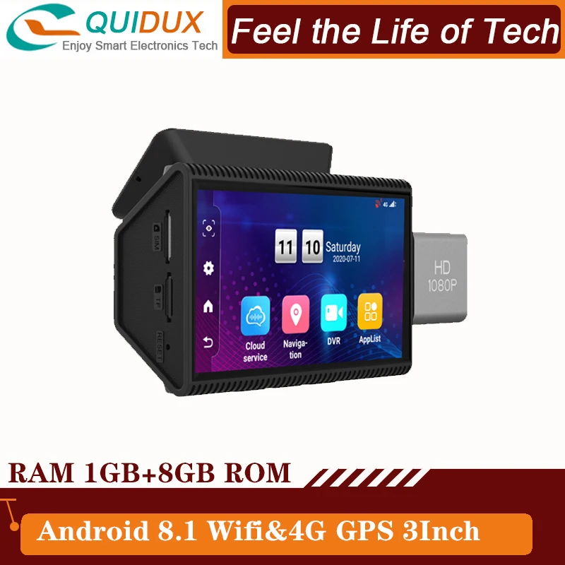 

3 Inch Hidden Camera Android 8.1 Mini Car DVR WiFi 4G GPS Dual Lens 1080P Auto Video Recorder Dash Cam