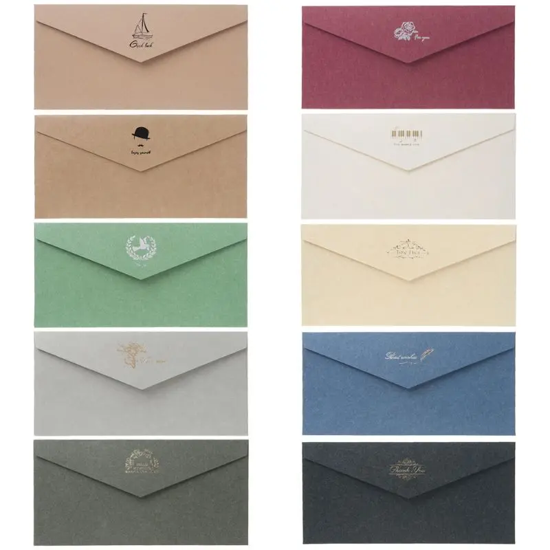10pcs Retro Vintage Pattern Craft Paper Envelopes For Letter Greeting Cards Wedding Party Invitations
