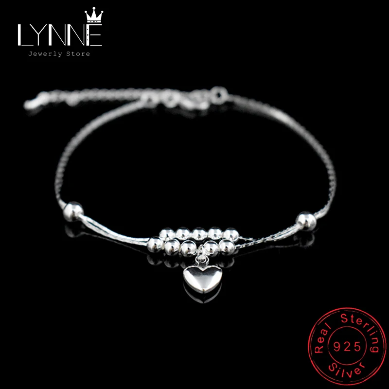New Fashion Foot Anklet 925 Sterling Ladies Silver Anklets Bracelet Chain For Women Love Heart Pendant Foot Pulseras Jewelry