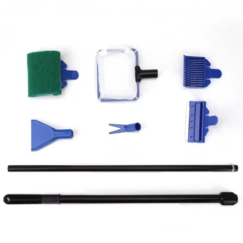 

Manual Aquarium Scraper Algae Remover 5 in 1 Cleaning Tool Set Fish Tank Fishing Net Syphon Operated Gravel Water Filter