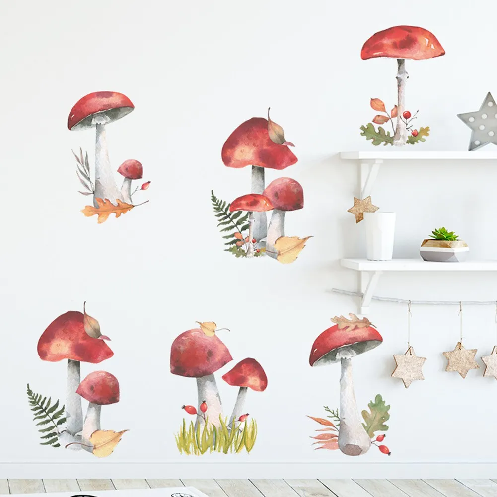 1 set of wall stickers Fairy Forest Mushroom Plant Wall Sticker Decal Kids Room Nursery Art Mural for Home bedroom