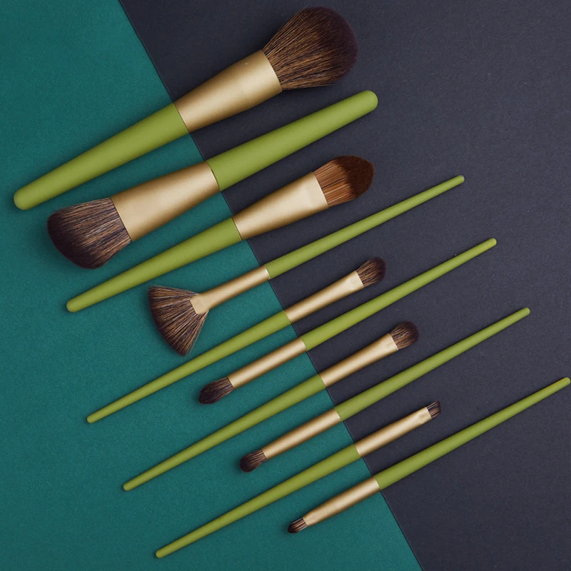 

Avocado Makeup Brushes Set 10PCS Soft Hair Beginner Beauty Tools Foundation Make up Brushes Makeup Wooden Handle Brush Portable