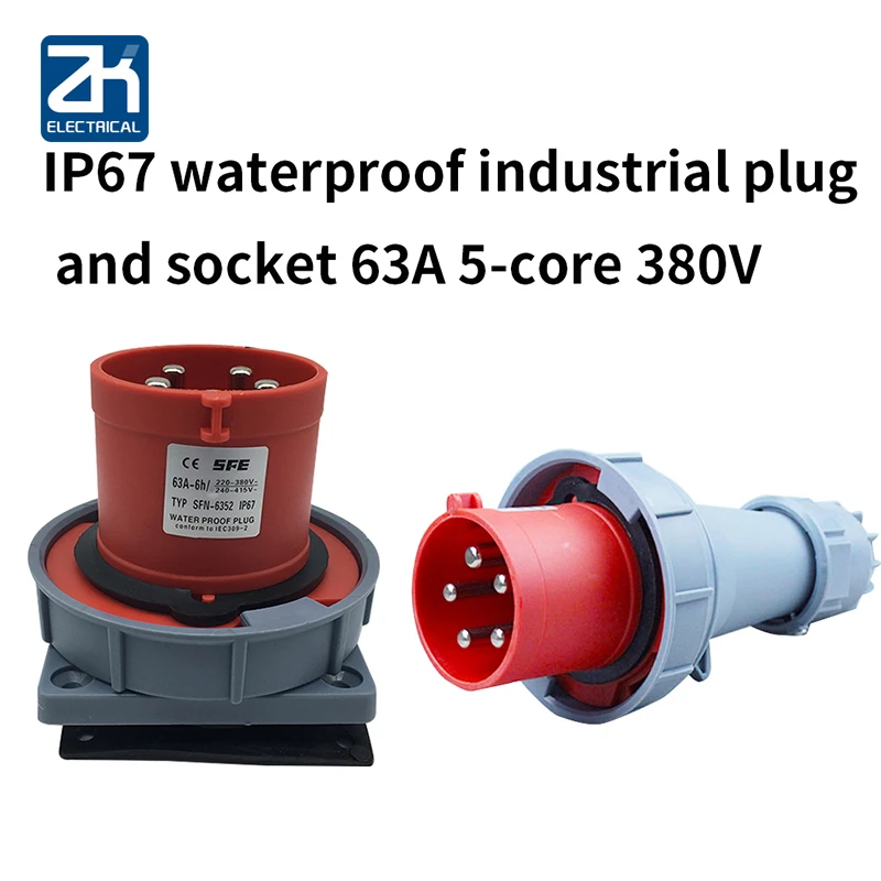 Tomada Industrial à Prova d Água Ip67 Tomada Oculta 63a 5-core 380v