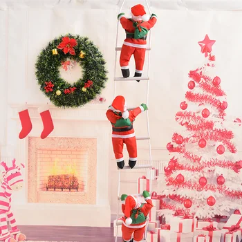 

40cm Santa Claus Climb Ladder Rope Dolls Soft Claus Toys Christmas New Year Decors Christmas Gifts For Kids
