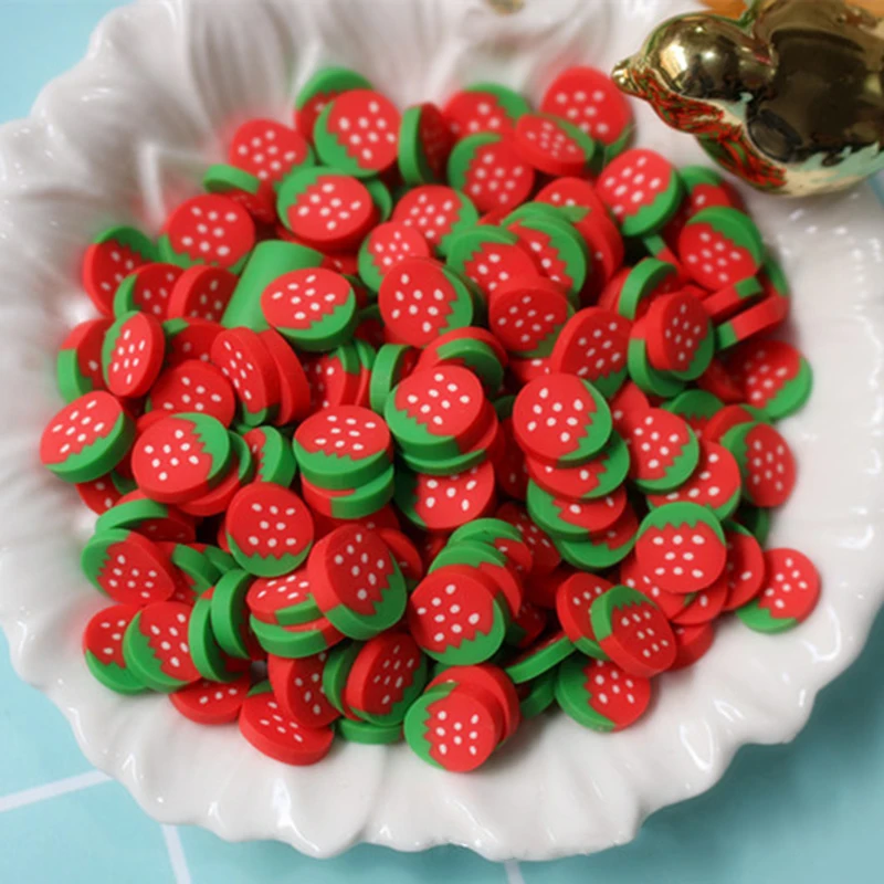 Happy Monkey 10 г Fimo Slime добавки фруктовый ломтик поставки Новая полимерная глина DIY Набор спринклеры наполнитель для облачной прозрачной слизи глина - Цвет: Red 10g