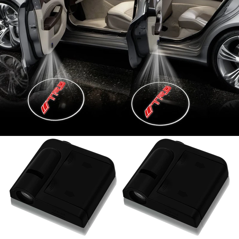 

2pcs wireless Led car door welcome Laser projector Logo ghost shadow lights For Toyotas crown COROLLA REIZ TRD Racing LOGO