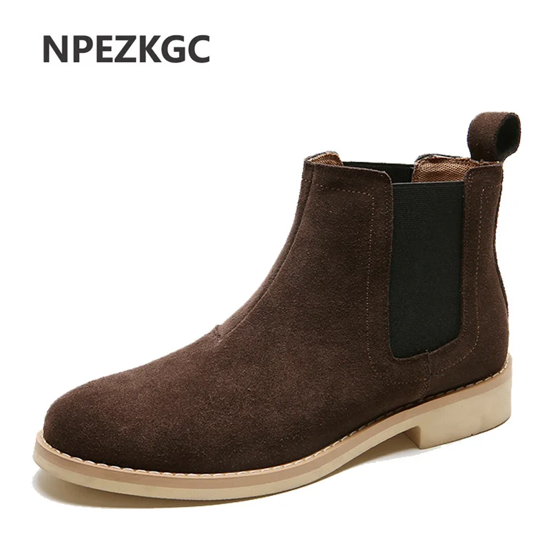 

2019 Classic Chelsea Boots Men Handmade Suede Ankle Boots Male Bespoke Autumn Square Toe Men's Shoe Wedding Office Botas
