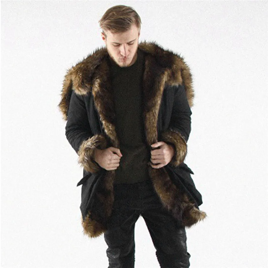 Мужские куртки и пальто, зимняя брендовая мужская теплая длинная куртка с капюшоном, парка из искусственного меха, верхняя одежда, Кардиган большого размера