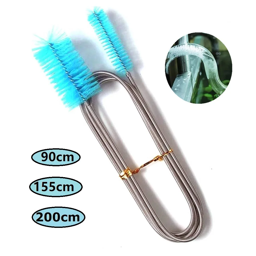 90/155/200cm Pipe Cleaning Brush Air Tube Flexible Double Ended Hose Aquarium Accessories Tank Cleaner Water Filter Nylon