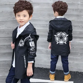 

Baby Boy Clothing 2019 Spring Burst Fashion Clothing Long Section Big Child Zipper Leather Jacket 4-12 Year kids clothes coat
