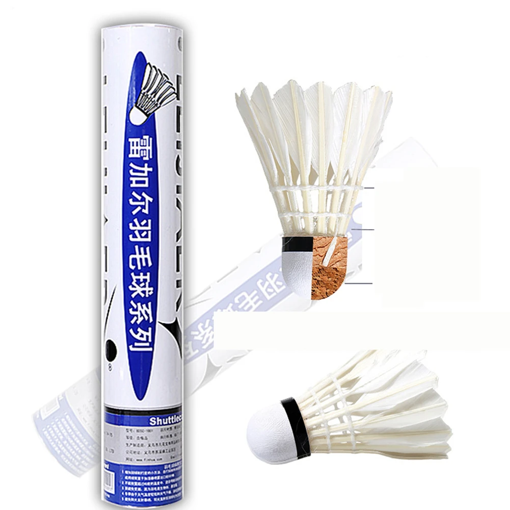 12 Pcs/set Badminton, Duck Feather Shuttlecock, Fiber Ball Head, Suitable for Family Entertainment, Primary Exercise Training