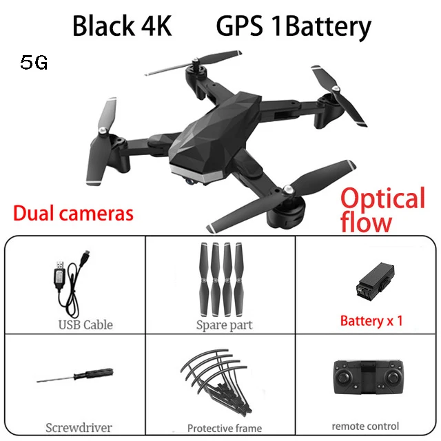 C53 gps Дрон с 4K HD камерой 5G wifi FPV RC Квадрокоптер складной Профессиональный вертолет БПЛА дистанционного управления подарок для детей - Цвет: Black 4k 5G gps 1B