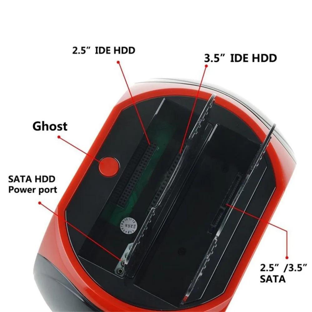 Многофункциональный HDD кард-ридер док-станция Dual USB 2,0 2,5 ''3,5 дюймов IDE Внешний жесткий диск SATA коробка жесткий диск корпус