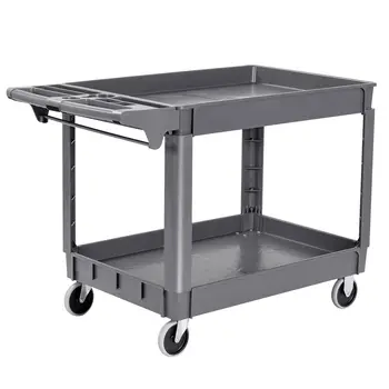 

Costway Plastic Utility Service Cart 550 LBS Capacity 2 Shelves Rolling 46'' x 25'' x 33''