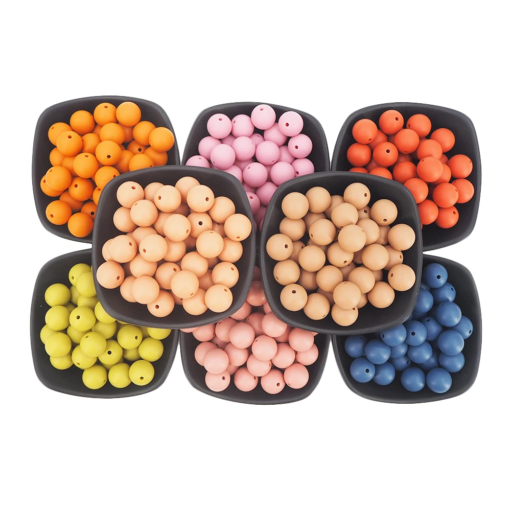 

Chenkai 100PCS 9MM Silicone print Beads Baby Round Shaped Beads Teething BPA Free DIY Sensory Chewing Toy Accessories