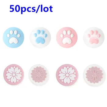 

50pcs Sakura Flower/Cat Paw Soft Silicone Thumb Grips Analog Stick Joystick Cap Cover For Nintendo Switch, Switch Lite Joy Con
