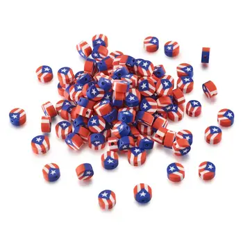 

500pcs Handmade Polymer Clay Beads for Jewelry Making DIY, Flat Round & Flag, Red, For DIY Jewelry Making 9~10x4~5mm Hole: 2mm